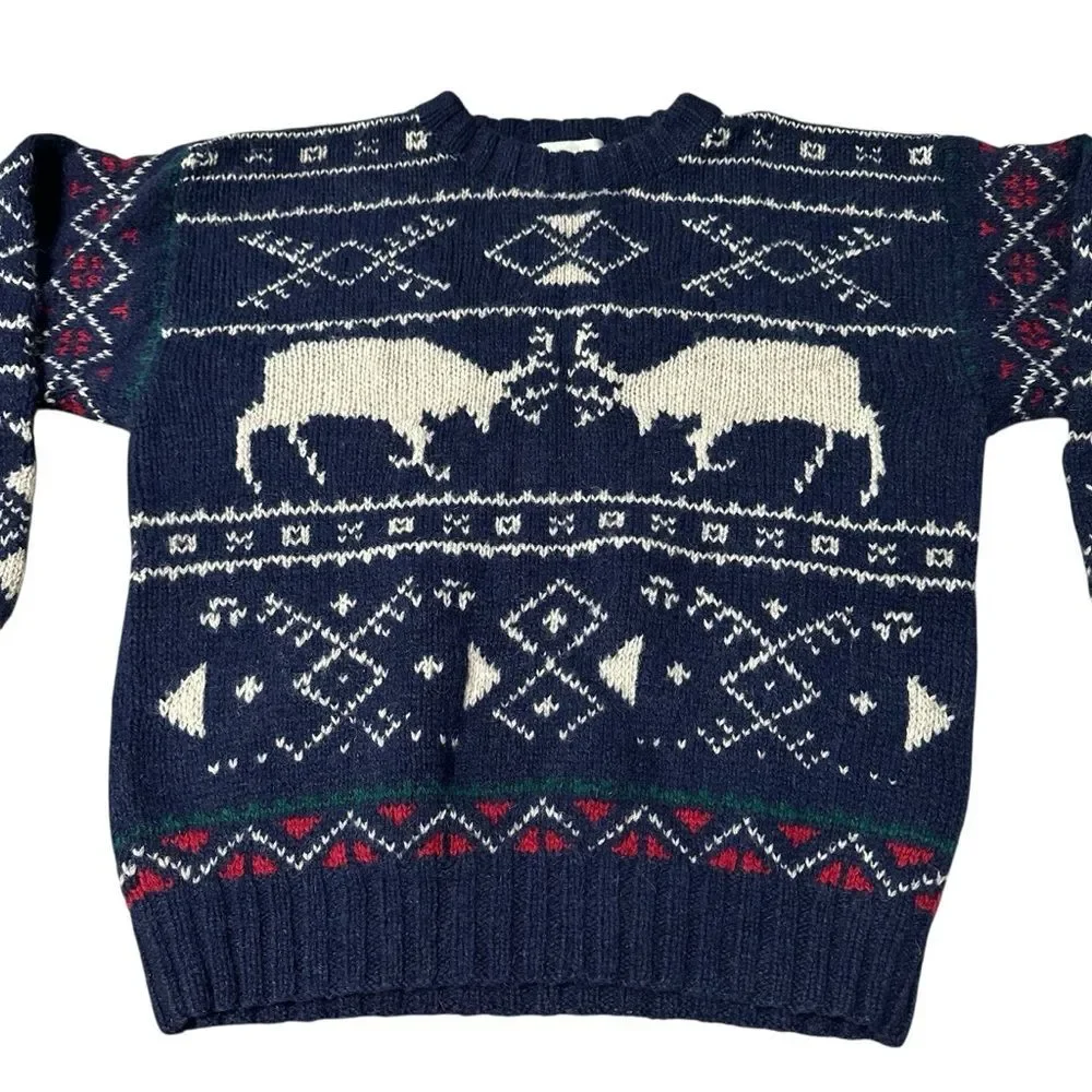 Vintage Traditions 100% Wool Sweater – Size Medium Blue